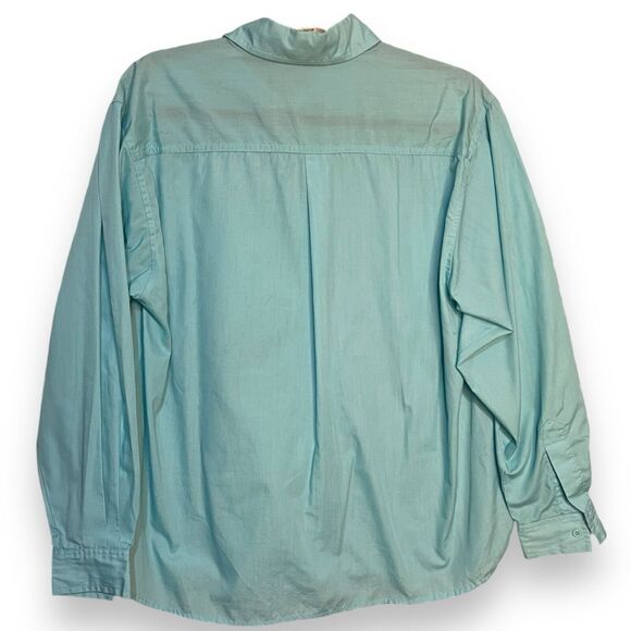 Pat Fashions INC Button Up Shirt Women's Large Blue Pockets VTG Academia Preppy - Picture 4 of 9